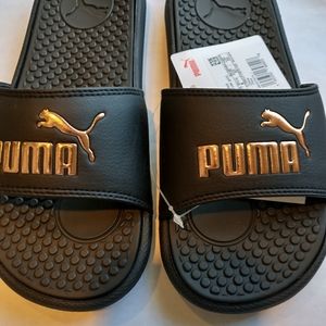 Puma Coolcat V Slides Black and Rose Gold